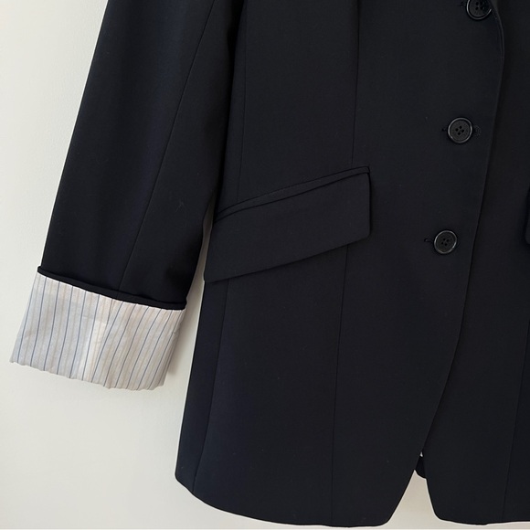 Centre Ville Paris Navy Boyfriend Blazer Jacket Womens M Office Career Preppy - Picture 5 of 11